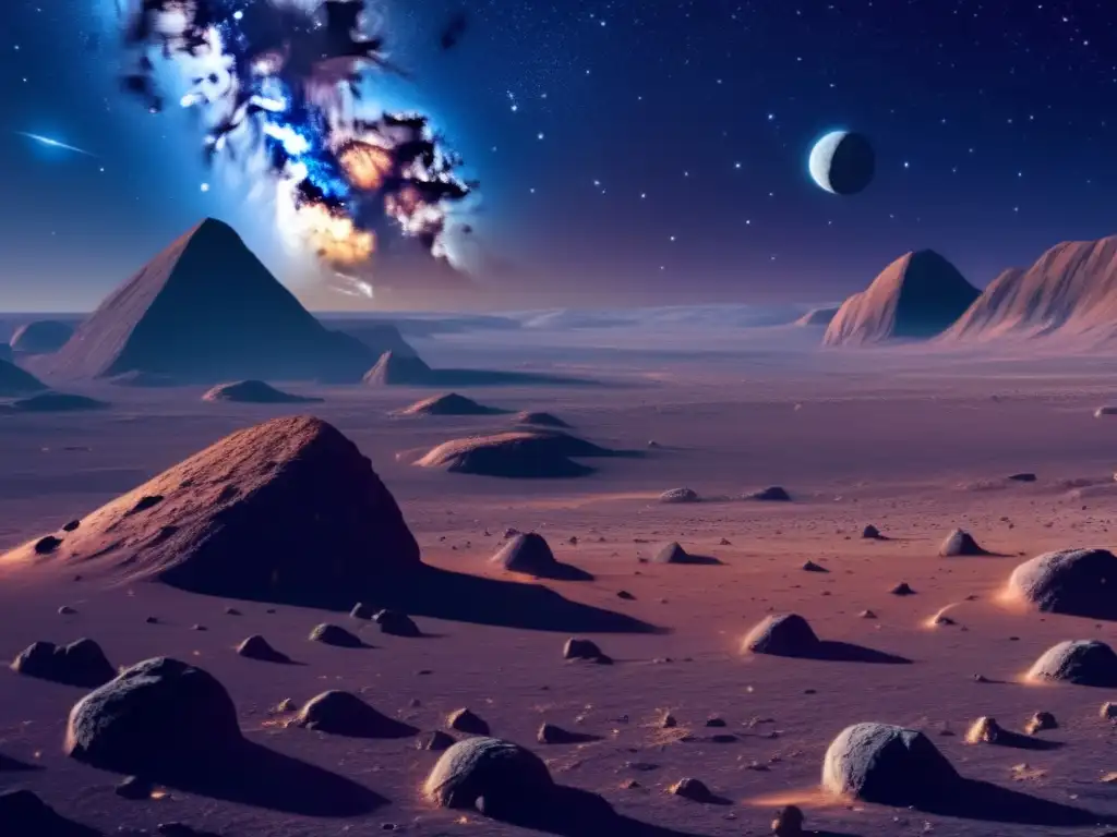 Alerta temprana: asteroides peligrosos, vasto espacio estelar, asteroide impresionante, prevención impactos