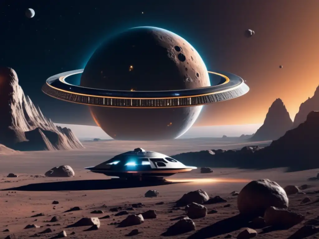 Futurista estación espacial y asteroides Alianzas estratégicas: Exploración de asteroides
