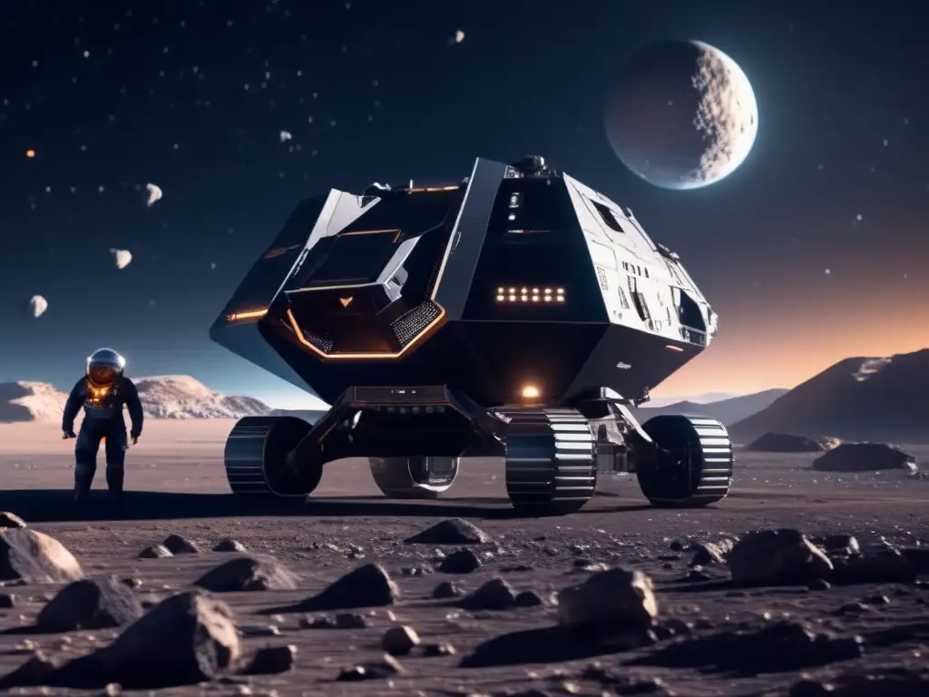 Minas espaciales avanzadas en asteroide Amenaza de asteroides: mina futurista en el espacio