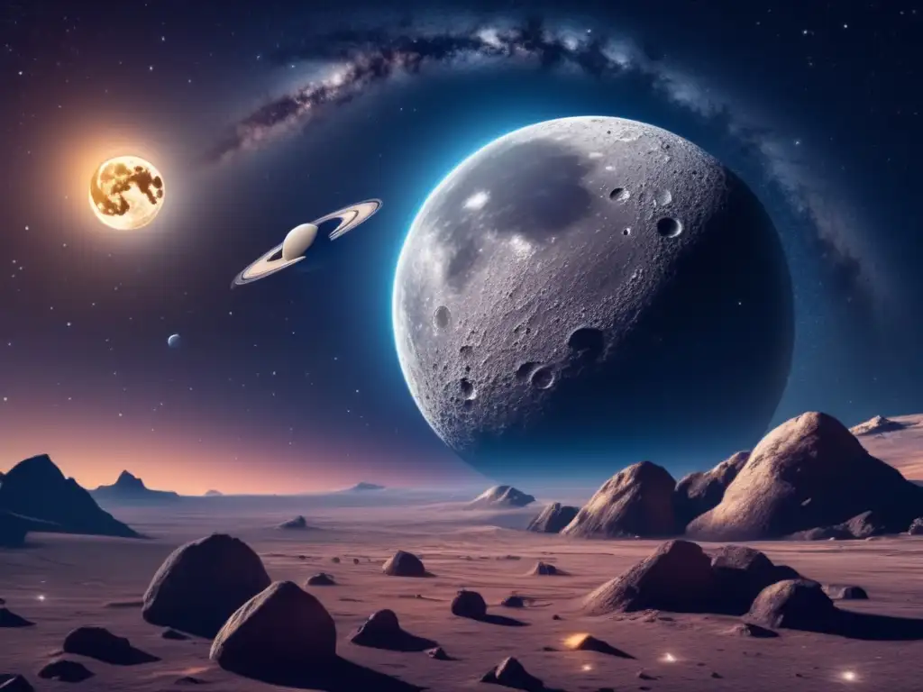 Noche estrellada con asteroide y luna llena An 8k imagen de noche estrellada, asteroides y la Vía Láctea - Ocultaciones de asteroides: eventos cósmicos presagio
