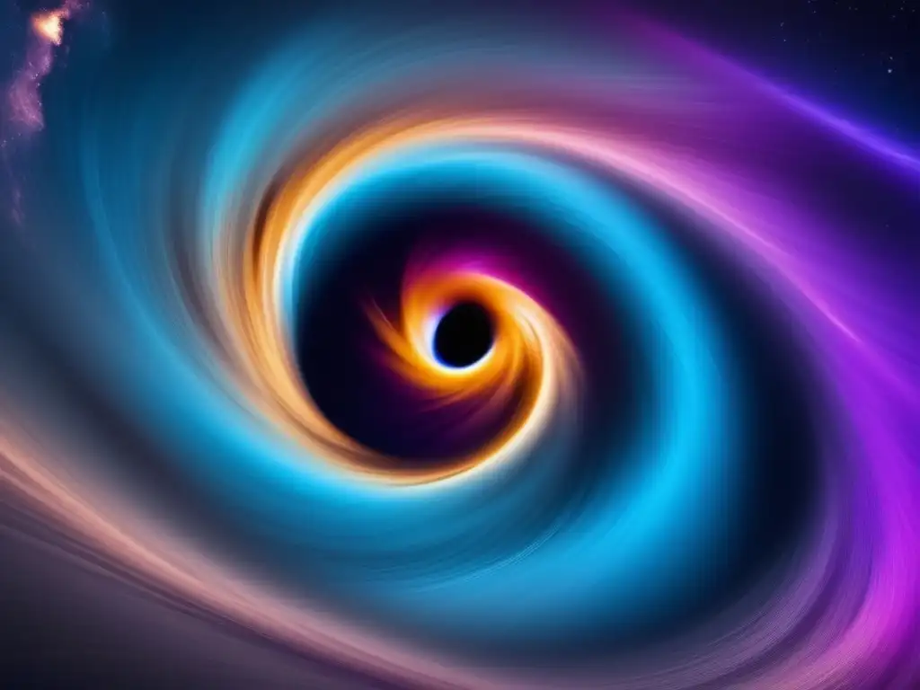 Exploración y aprovechamiento de asteroides: Poder gravitacional de un agujero negro distorsionando el espacio-tiempo, astronautas flotando
