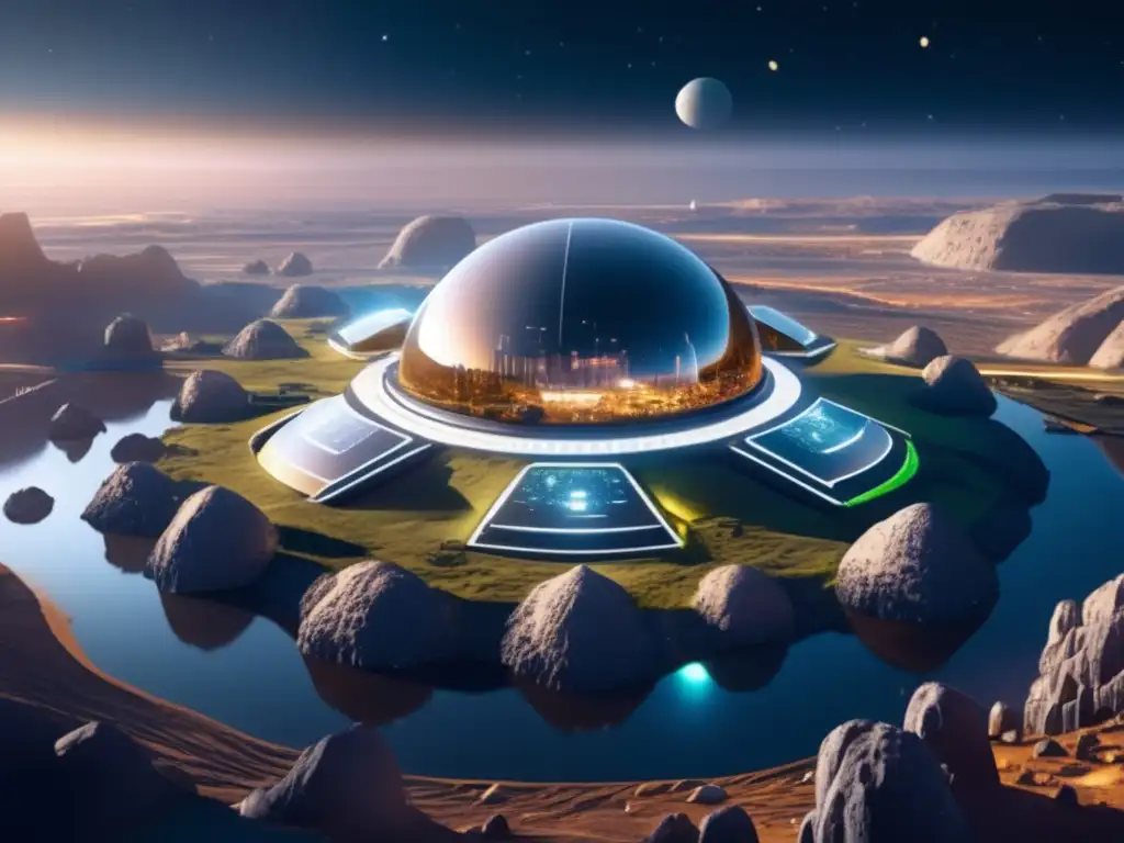 Futuro asentamiento espacial en asteroide Asentamiento humano asteroide: Desafío tecnológico y maravilla arquitectónica en un paisaje espacial