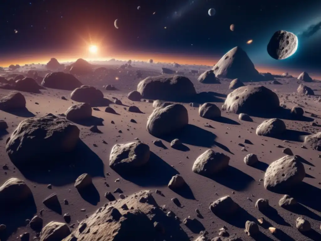 Impresionante campo de asteroides en 8k Asombroso campo de asteroides con potencial de recursos
