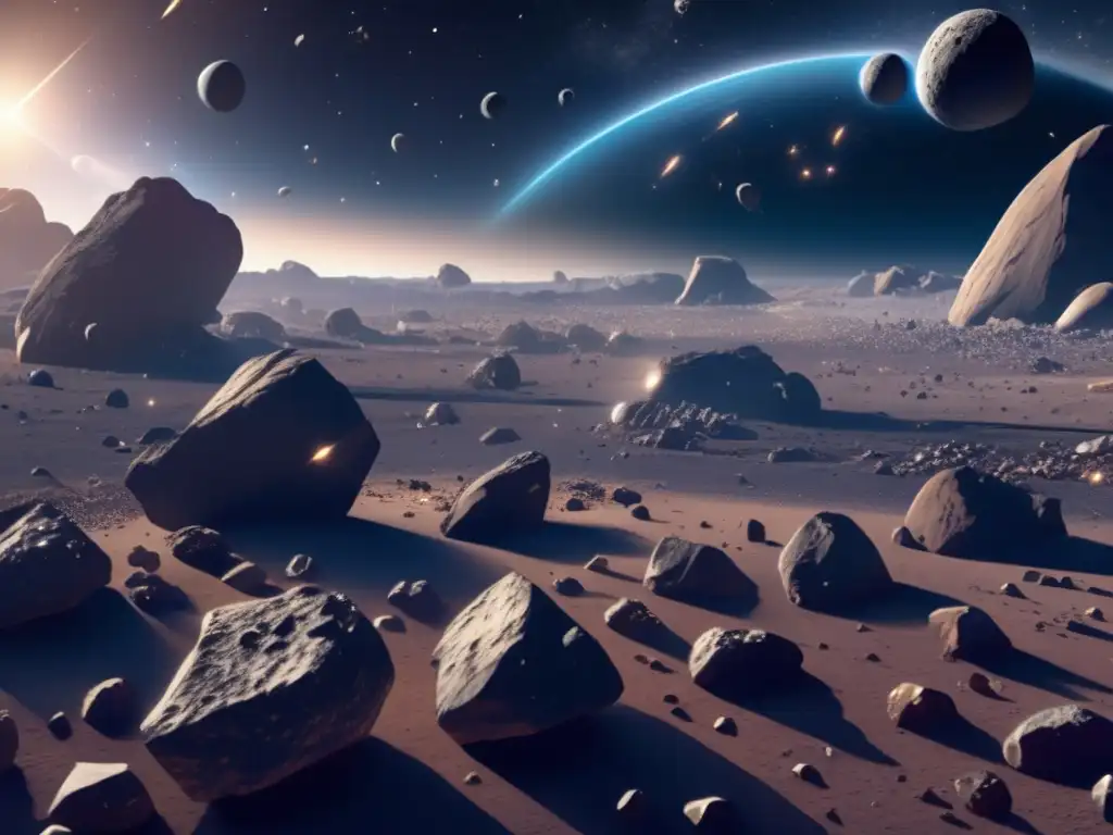 Fascinante campo de asteroides en 8k Un asombroso campo de asteroides ultradetallado en 8k muestra la diversidad y atracción de los asteroides ultraprimitivos