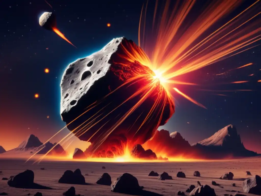 Asteriode masivo en ruta hacia la Tierra, con estela de fuego