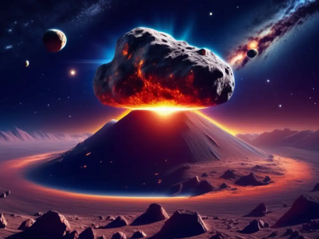 Asteroide masivo en el espacio Asteroid impacto: exploración, recursos y universo