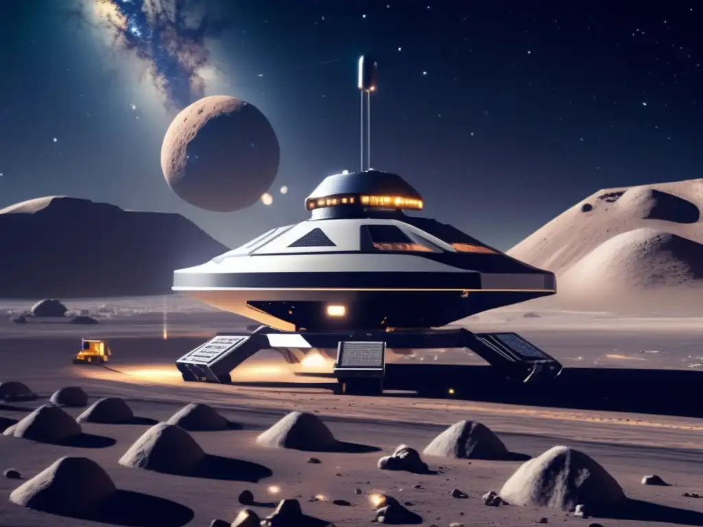 Asteroid mining facility showcasing advanced technology in resource management - Gestión recursos asteroides