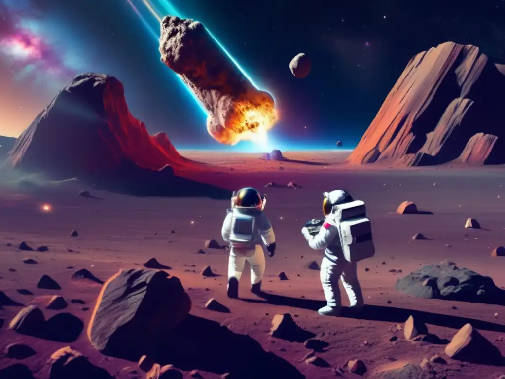 Asteroida en el espacio con científicos estudiando - Desmitificando peligros asteroides
