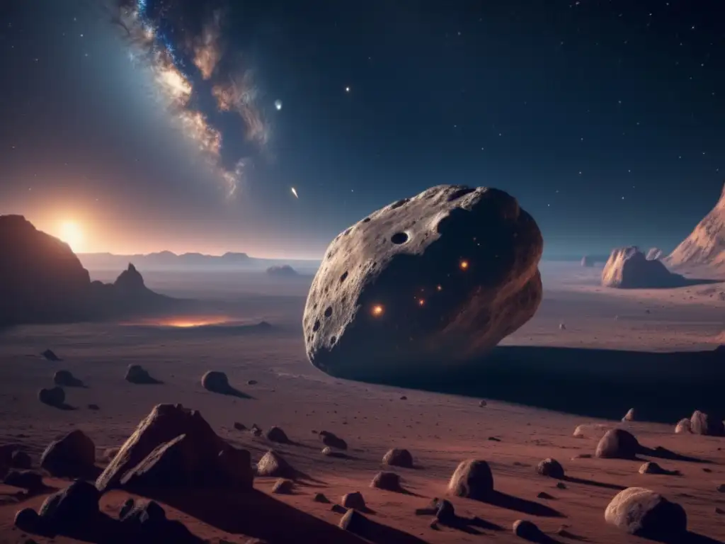 Asteroide en el espacio Asteroida 8K impresionante, cráteres, bordes jagged