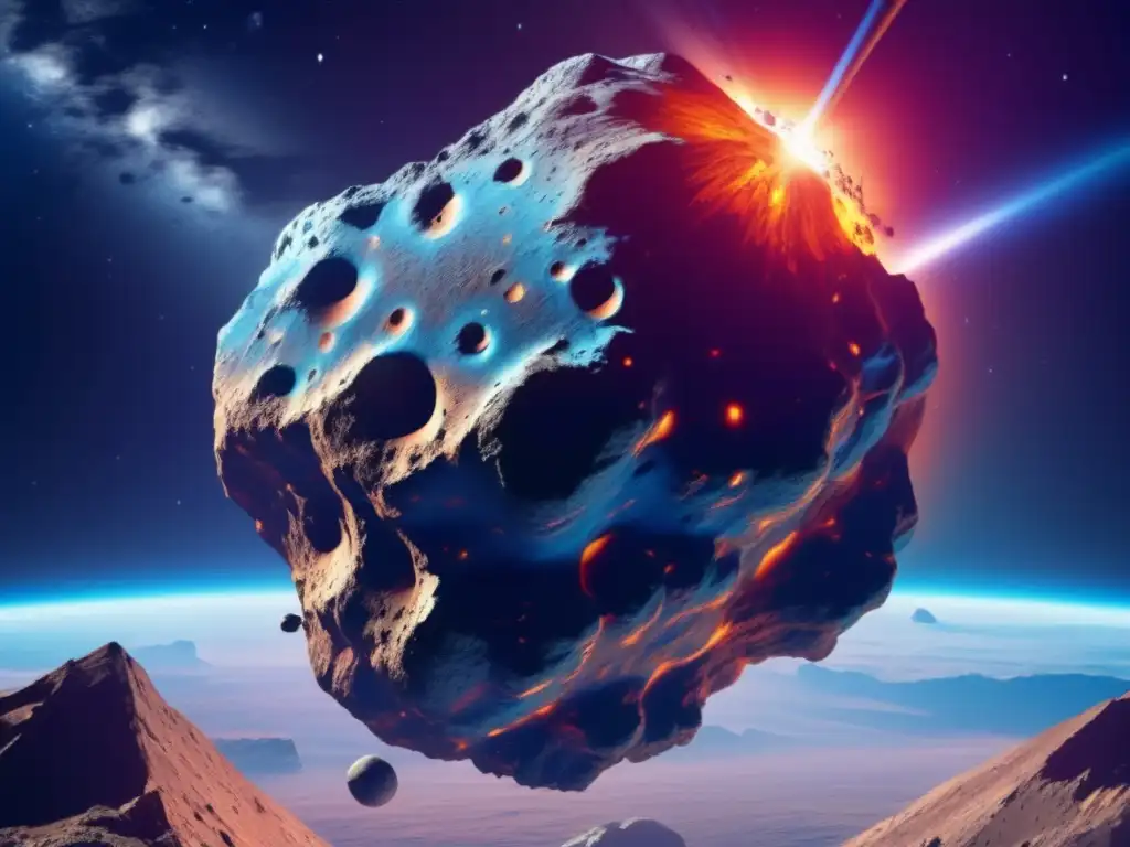 Asteroide amenazante hacia la Tierra Asteroide amenazante se acerca a la Tierra, resaltando la colonización humana de asteroides