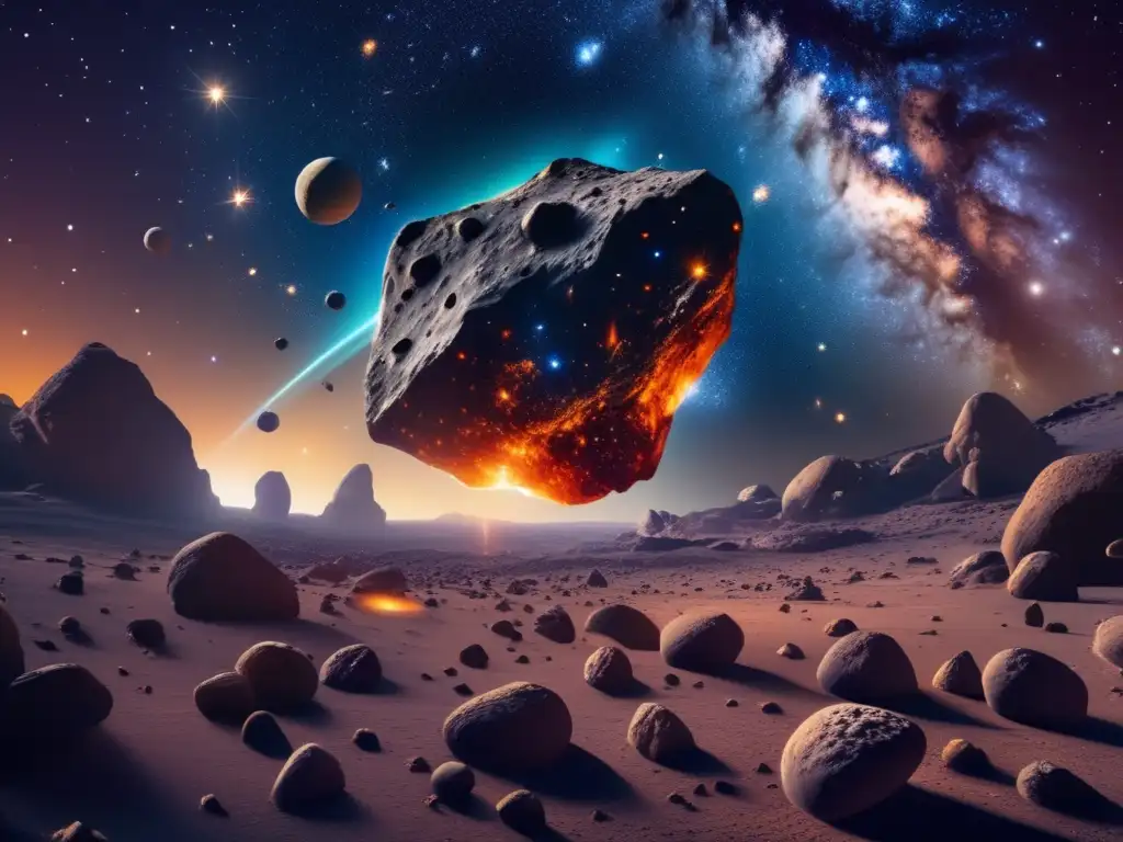 Espectacular vista celeste con asteroides Asteroide: Aprendizaje experiencial con asteroides
