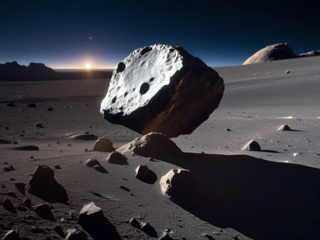 Espectroscopía y expertos analizando asteroides Composición asteroide Centauros: imagen detallada de un asteroide Centauro, mostrando su superficie rocosa y formaciones texturizadas
