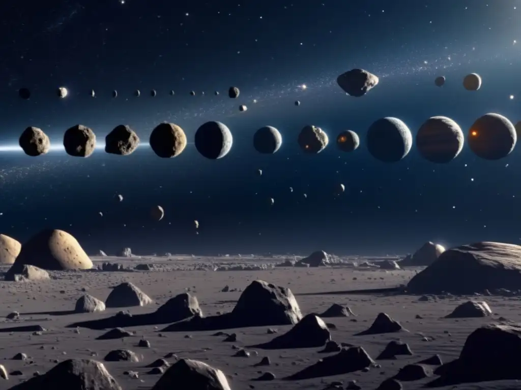 Impresionante cinturón de asteroides en el espacio Asteroide: Debate ético explotación metales asteroides