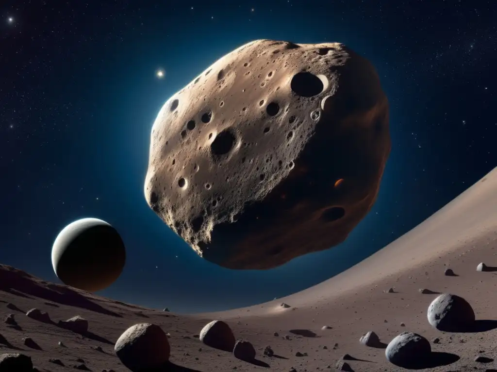 Asteroide irregular en el espacio Asteroide irregular en el espacio: imponente y misterioso