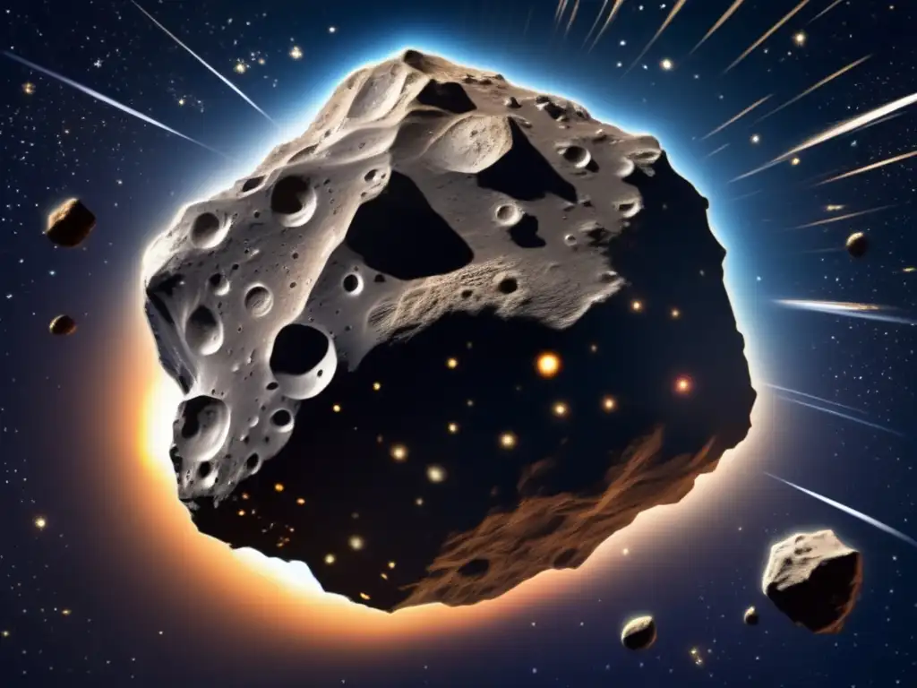 Asteroide rocoso en el espacio Asteroide irregular, textura rugosa