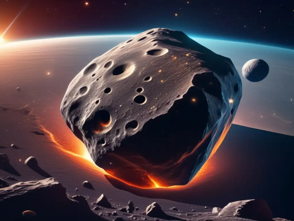 Asteroide 8K: Majestuosidad en el espacio Asteroide irregular cerca de la Tierra en el espacio