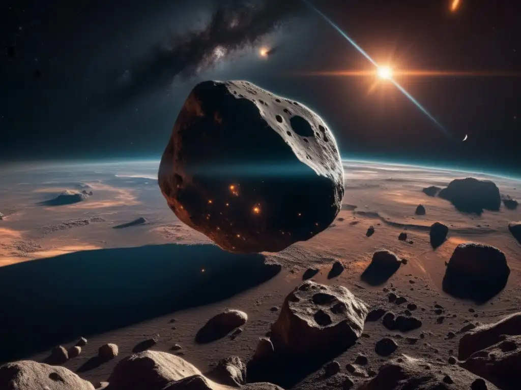 Impactante asteroide irregular cerca de la Tierra Asteroide irregular cerca de la Tierra en impresionante imagen 8k del espacio