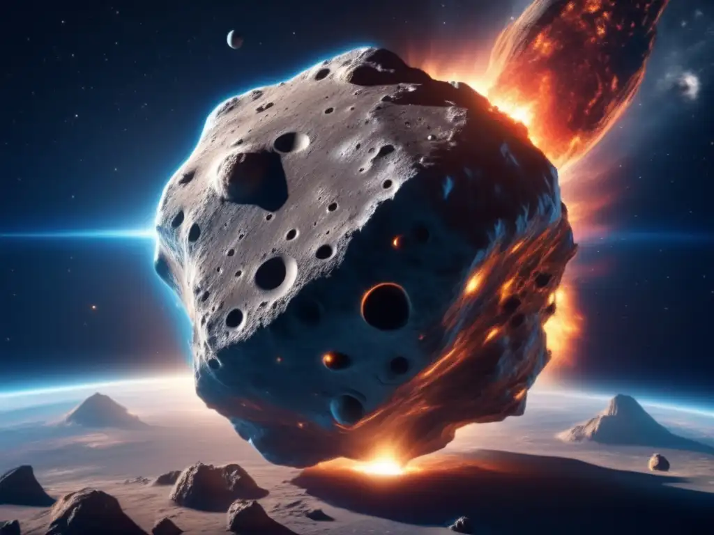 Asteroide amenazante acercándose a la Tierra Un asteroide masivo amenazante hacia la Tierra, impacto asteroides mareas y movimientos terrestres