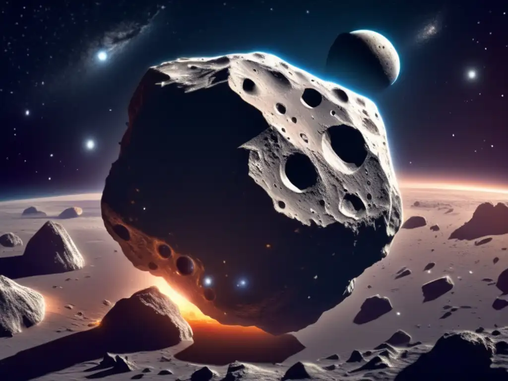 Impresionante asteroide en el espacio Asteroide masivo en el espacio: Exploración, oportunidades y peligros