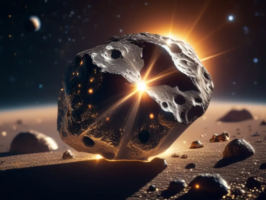 Asteroide metálico flotando en el espacio Asteroide metálico en el espacio: Minería espacial de asteroides metálicos