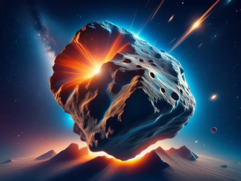Misterioso asteroide en el espacio Asteroide con movimientos orbitales en misterioso espacio