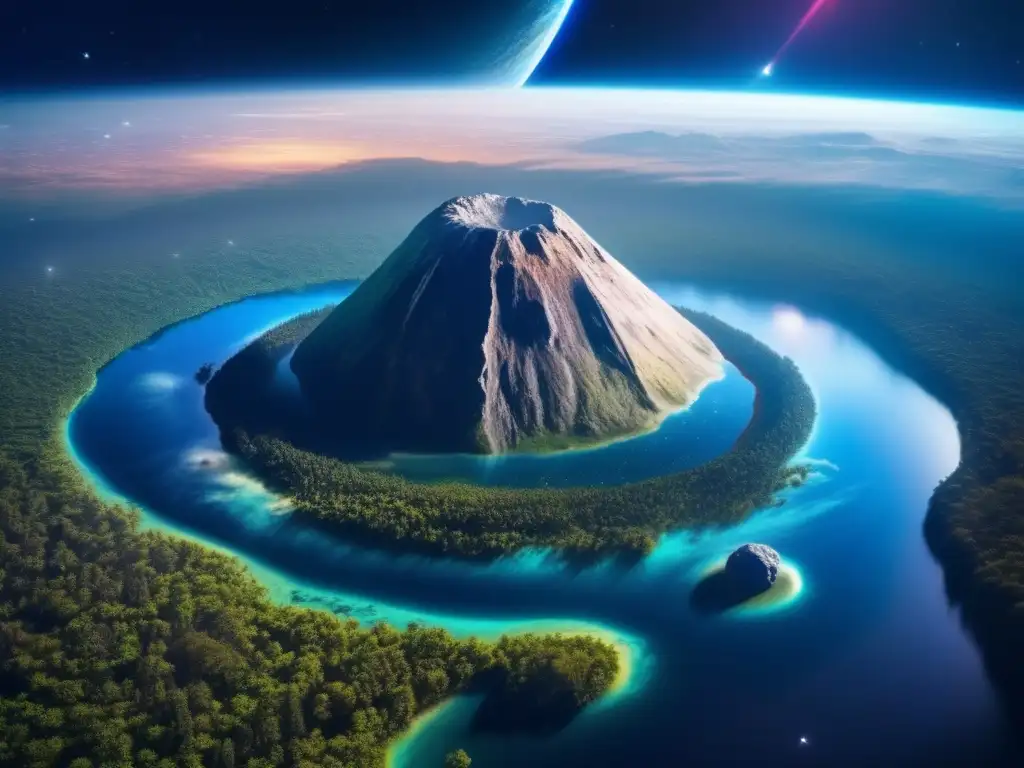 Asteroida con ecosistema vibrante y vida alienígena Terraformación asteroide: nuevas industrias, ecosistema exuberante y oportunidades en el espacio