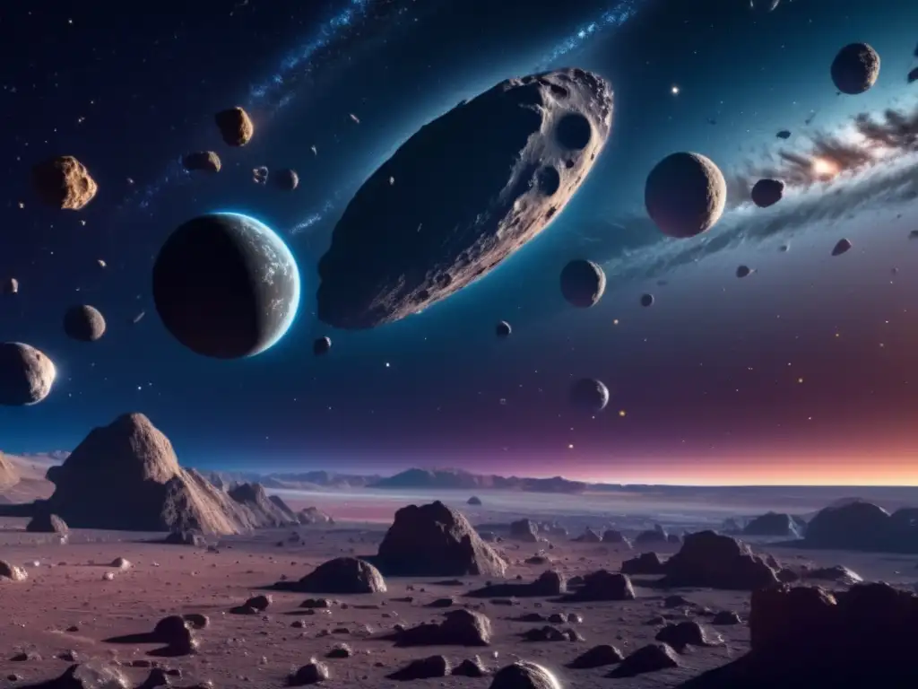 Asombroso cinturón de asteroides en 8k Asteroide: potencial económico recursos asteroides