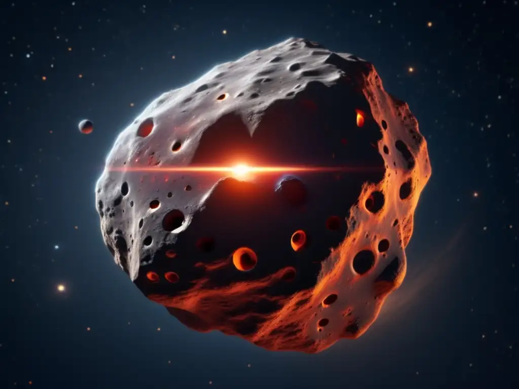 Asteroide Stype se acerca a la Tierra Asteroide Stype acercándose a la Tierra con superficie agreste y cráteres - Peligroso!