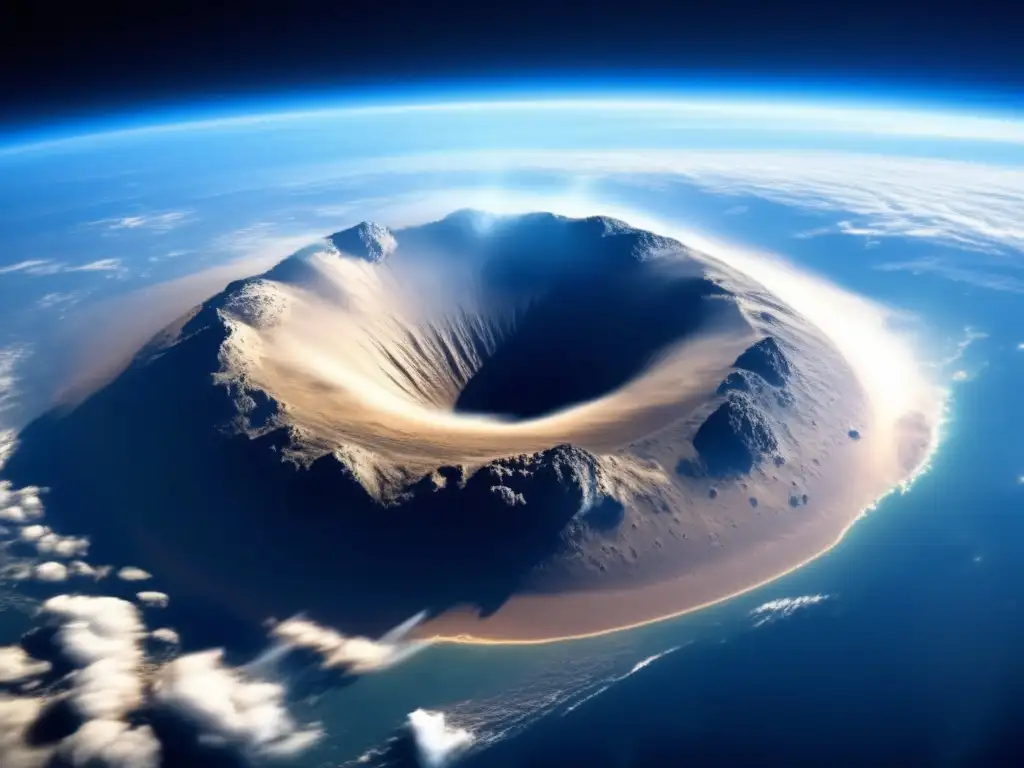 Impacto de asteroides: destrucción y urgencia Asteroide impacta la Tierra, vista desde el espacio