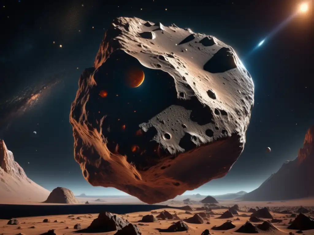 Impresionante asteroide en el espacio Asteroide tipo C, belleza cósmica y misterio