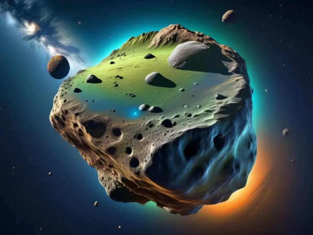 Un asteroide tipo C con historia migratoria, impactando la Tierra en tonos grises y marrones