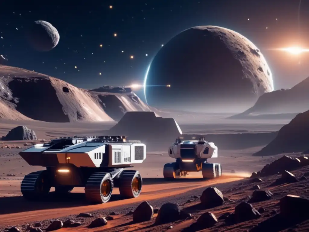 Minería futurista en asteroide Explotación de asteroides: Beneficios y tecnología avanzada