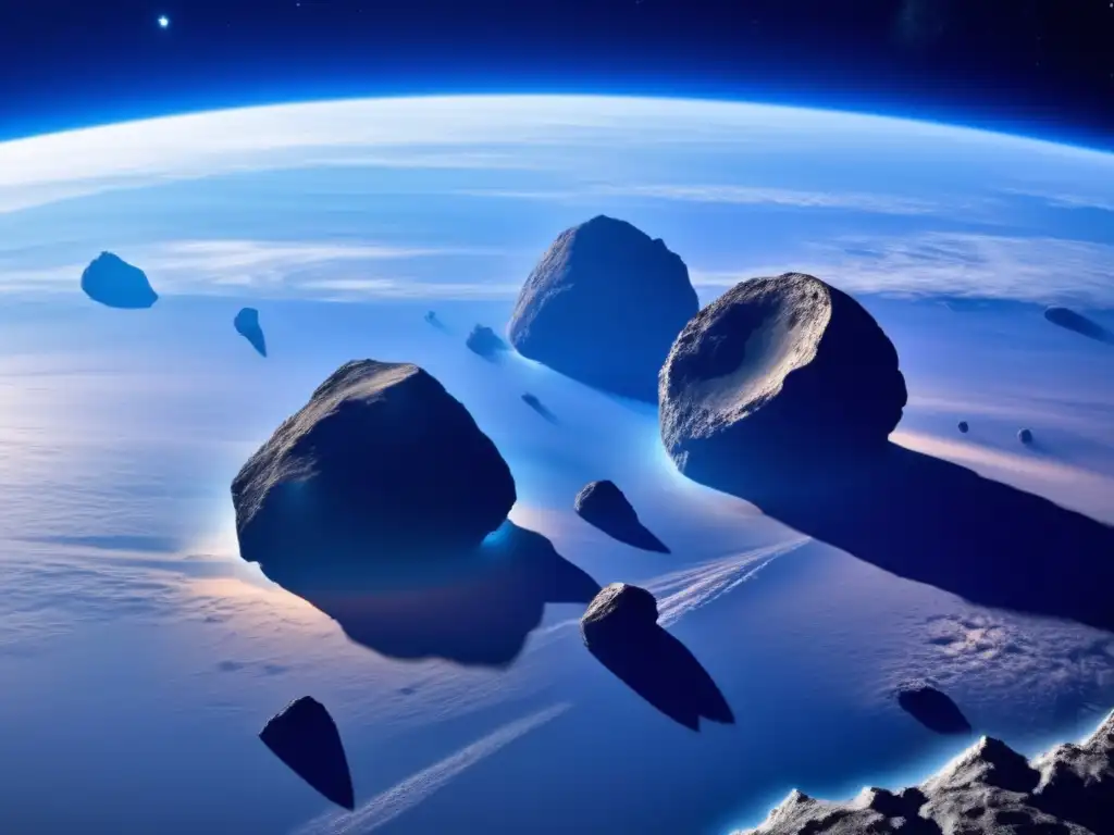 Impacto destructivo de asteroides Asteroides binarios colisiones cósmicas: Vista impactante de la Tierra desde el espacio, con el planeta azul vibrante dominando el encuadre
