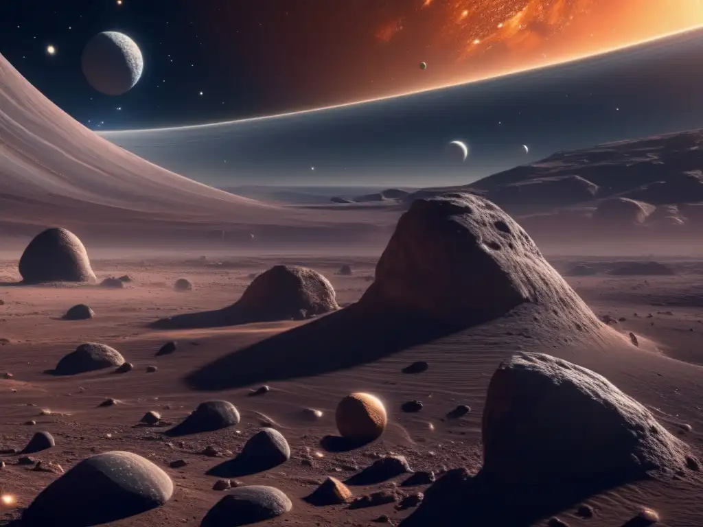 Paisaje cósmico con asteroides binarios Asteroides binarios: colisiones cósmicas y belleza infinita