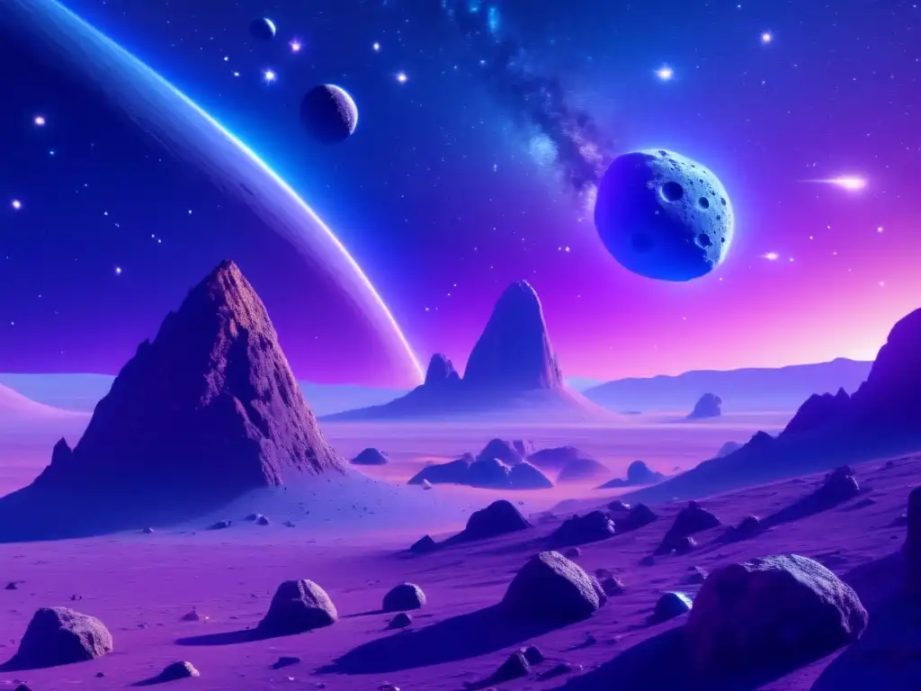 Explorando asteroides binarios en el cosmos: imagen 8k impresionante de espacio estelar con asteroides colosales y detalles intrincados