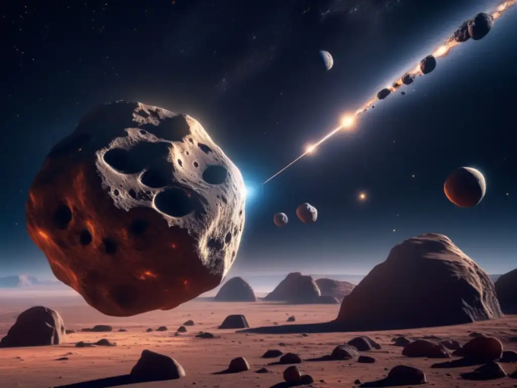 Sistema binario de asteroides en el espacio Asteroides binarios en dimensiones: espectacular imagen 8k ultradetallada muestra sistema de asteroides en el espacio