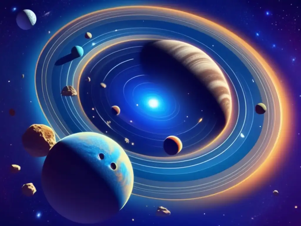 Asteroides binarios impacto tierra - Planetas, asteroides y científicos en una imagen detallada y vibrante