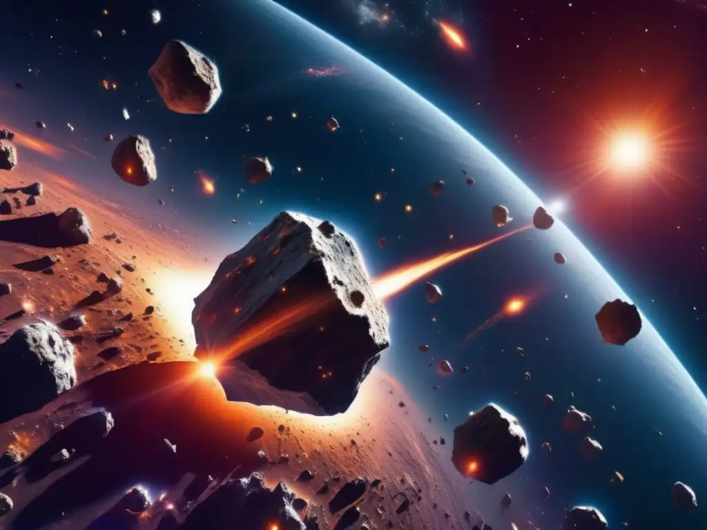 Asombroso campo de asteroides Exploración ética de asteroides en un campo de asteroides vibrante y cautivador en el espacio