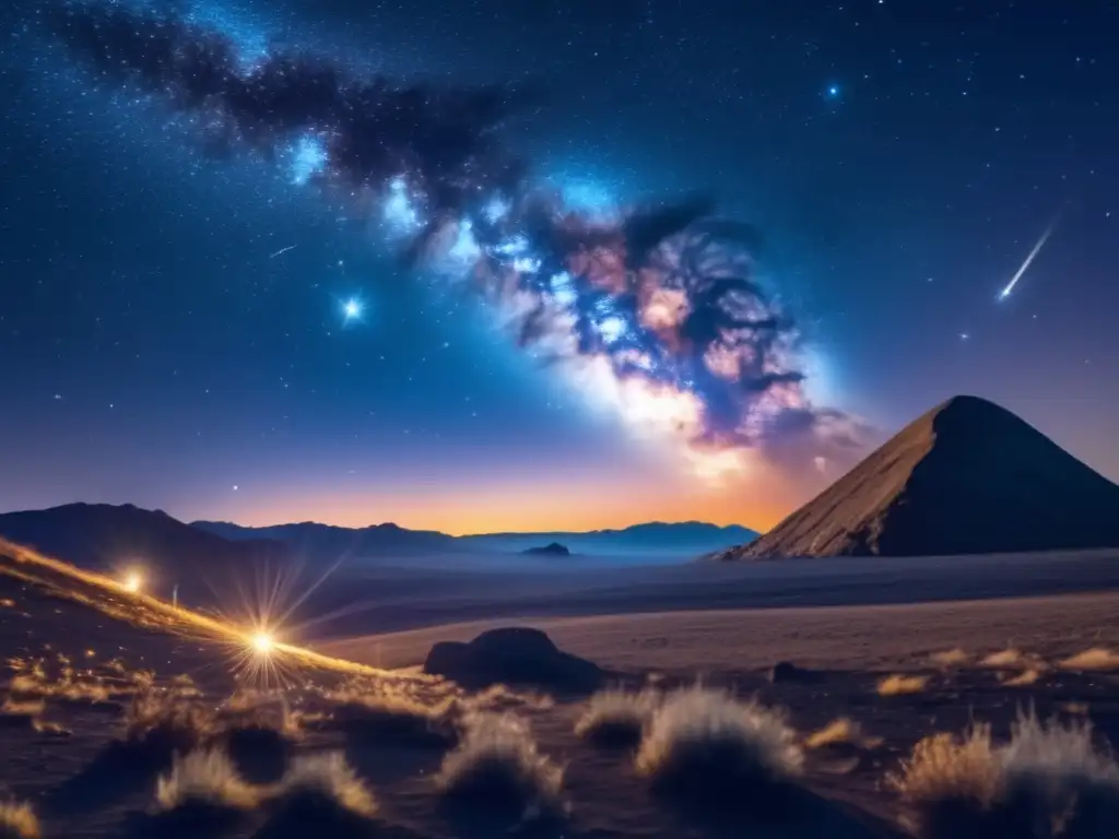 Identificación de asteroides en el cielo: Imagen impresionante 8k ultradetallada del cielo nocturno lleno de estrellas y un asteroide destacado