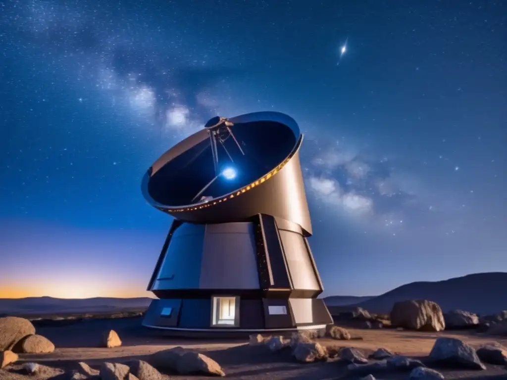 Identificación de asteroides en el cielo: vista impresionante del cielo nocturno con telescopio y asteroide iluminado