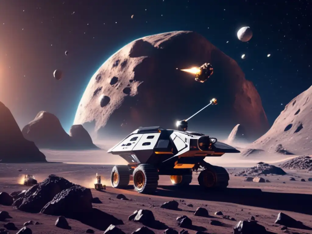 Extracción avanzada de recursos en asteroide Exploración asteroides para compuestos bioactivos en operación minera futurista