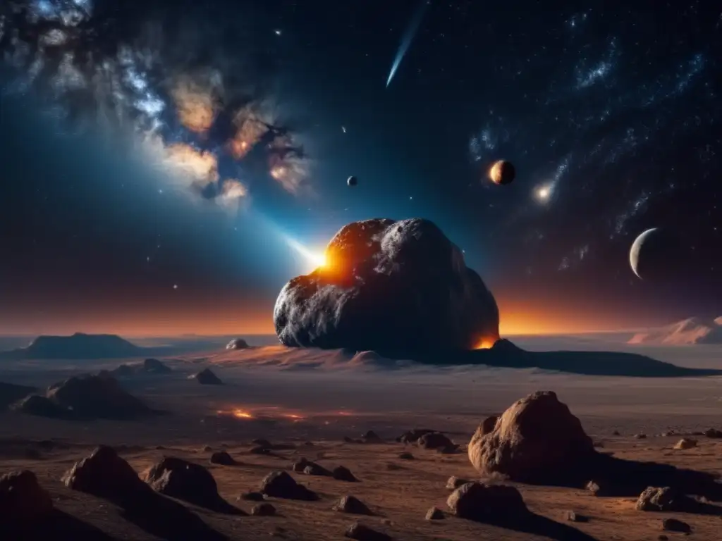 Majestuosidad del cielo estrellado Asteroides y dioses del Olimpo en la majestuosidad del universo