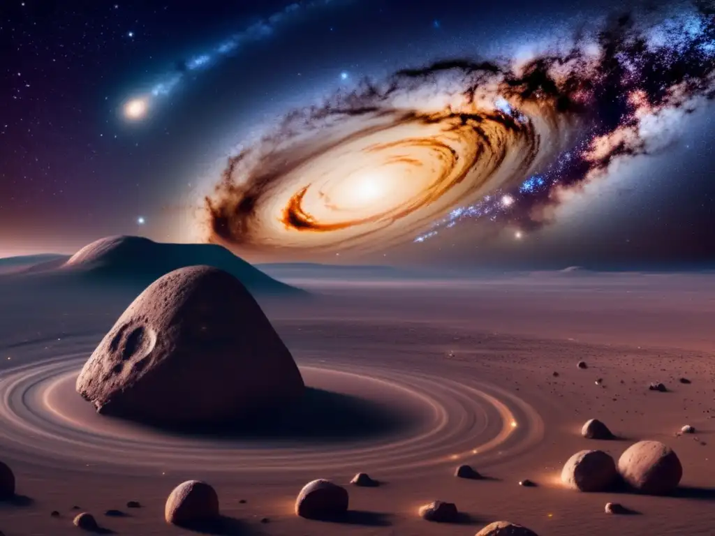 Galaxia de la Vía Láctea con asteroide solitario Asteroides expulsados del sistema solar en un paisaje estelar impresionante