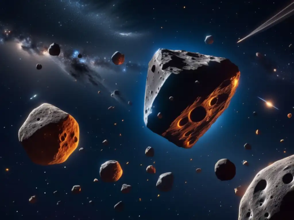 Formación y evolución de asteroides en el espacio Formación y evolución de asteroides en una imagen 8k ultradetallada - Exploración humana con asteroides