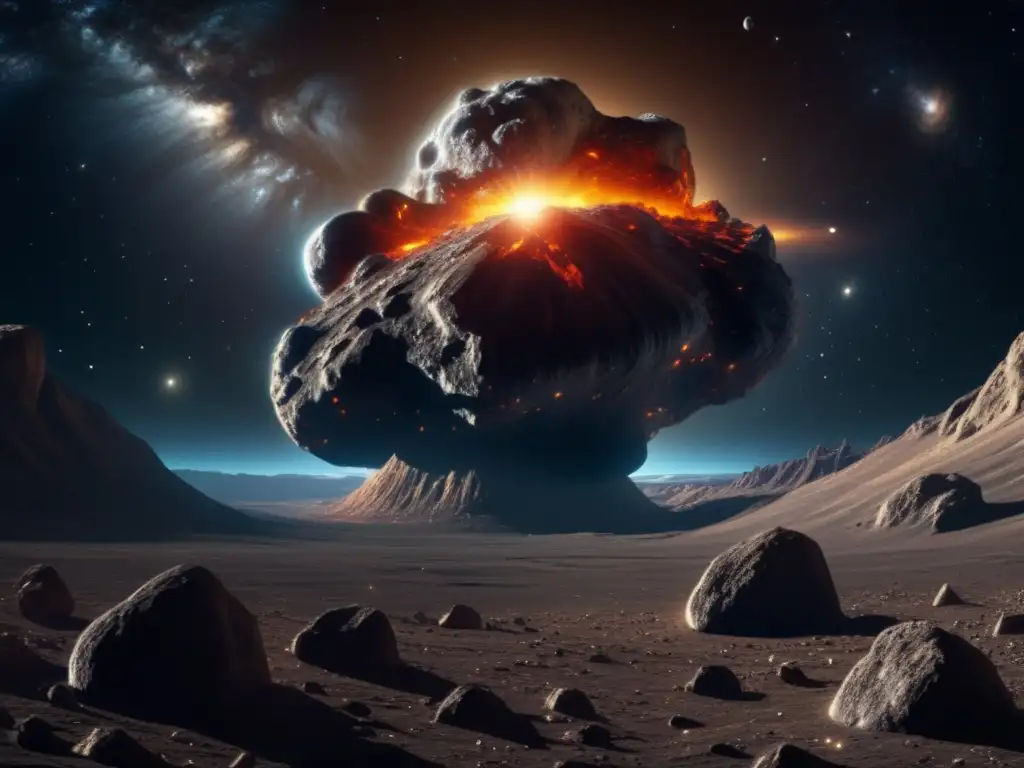 Impresionante asteroide gigante en el espacio Explorando asteroides: impacto, explotación y universo