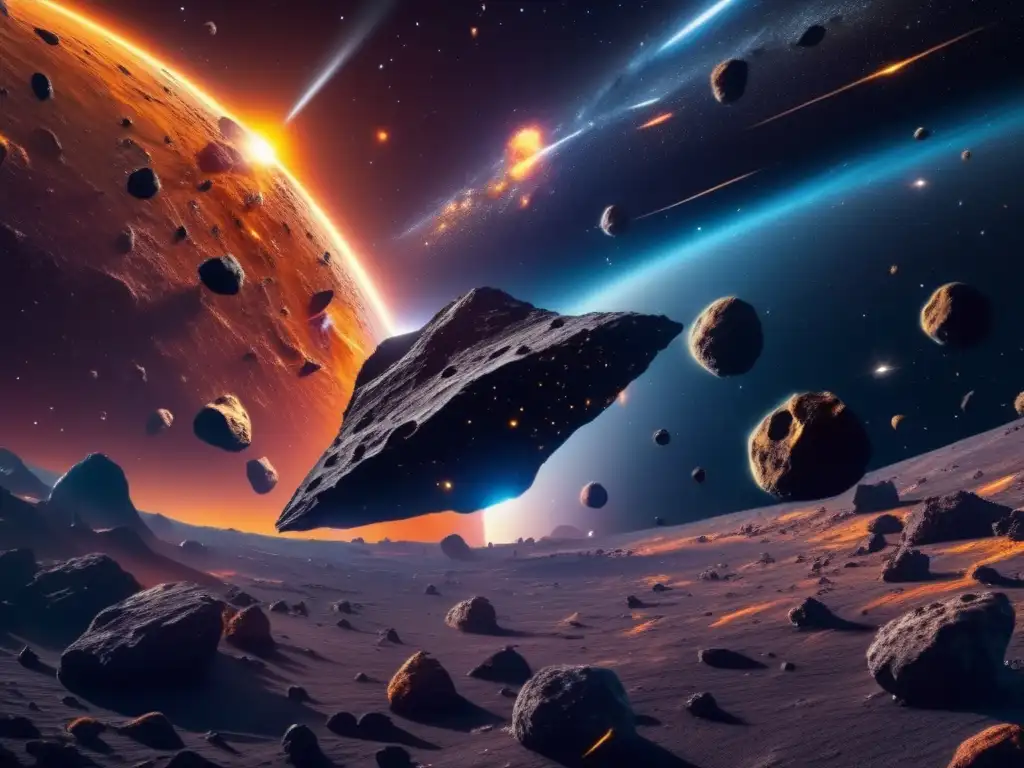 Espectacular campo de asteroides en el espacio Explorando asteroides: impacto, explotación y universo