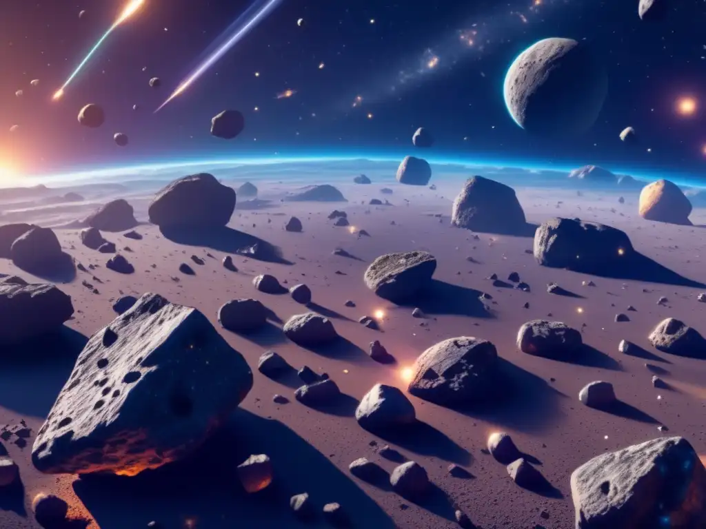 Asombroso campo de asteroides en 8k Explorando asteroides: impacto, explotación y universo