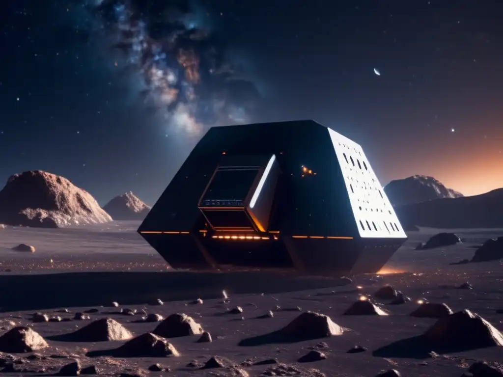 Mineria espacial en asteroide Exploración y explotación de asteroides en una impresionante imagen 8k ultra detallada de una operación minera espacial futurista