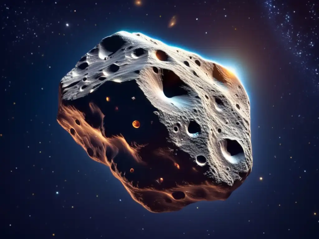 Asteroides metálicos flotan en el espacio, extraen recursos con tecnología avanzada