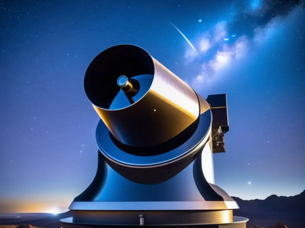 Telescopio espacial capturando asteroides Detectando asteroides ocultos en rutas invisibles en una imagen de cielo estrellado con telescopio espacial moderno